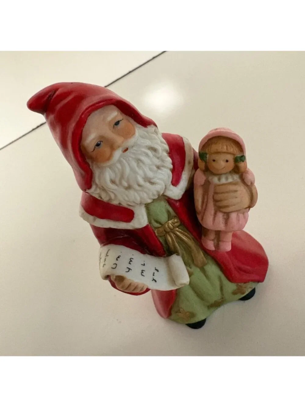 Homco Santa Claus Figurine Holding Doll #5610 Collectible Holiday Decor